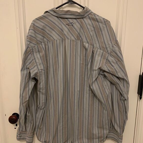 Horny toad button down gray/blue striped shirt L - Picture 3 of 3